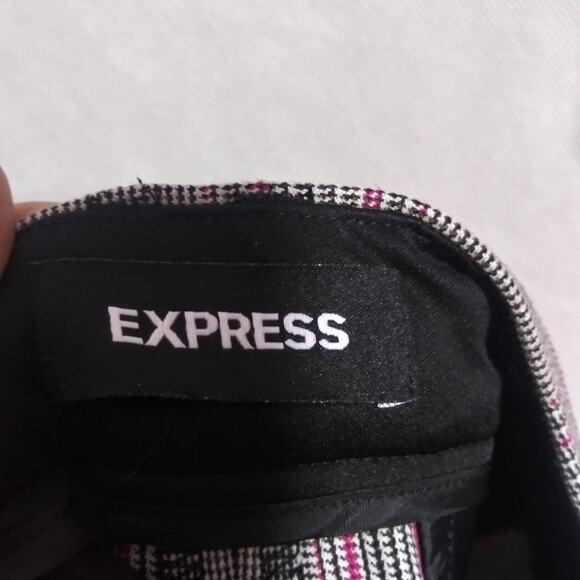 Express Gray Pink Plaid Pleated Ankle Cuff Trousers Preppy Academia Punk Size 4R - Picture 7 of 9